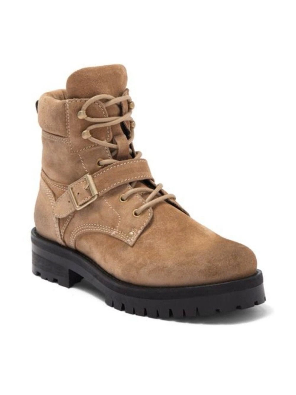 All Saints Paulina Suede Buckle Combat Boot Size 11